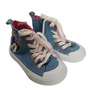 Disney Girl's Minnie Mouse Blue Rainbow Side Zip Sneakers Shoes Size 9 Toddler